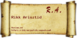 Rikk Arisztid névjegykártya